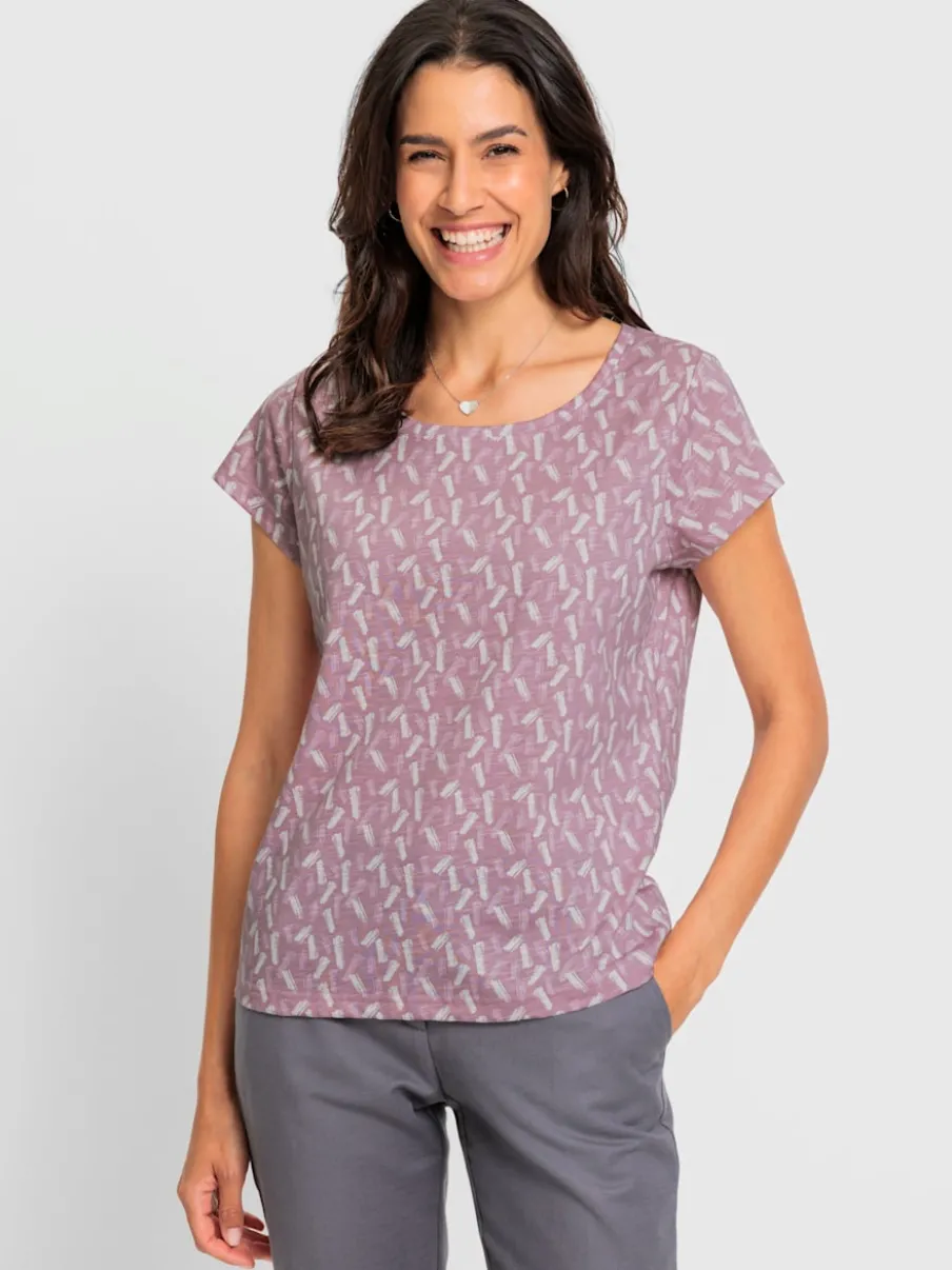 T-shirt à encolure ronde avec imprimé graphique et manches courtes