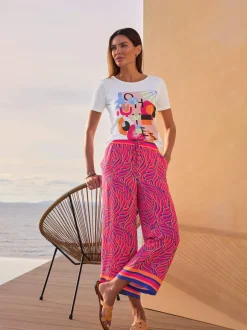 T-shirt à encolure ronde avec imprimé graphique devant et manches courtes