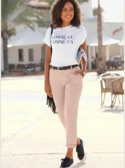 T-shirt encolure ronde avec inscription en coton bio