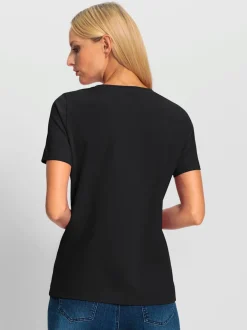 T-shirt à encolure ronde avec inscription GOOD VIBES