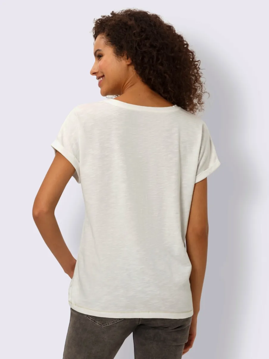 T-shirt à encolure ronde avec lettrage moderne paillettes