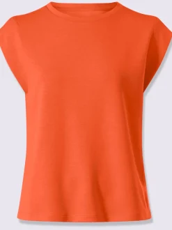 T-shirt à encolure ronde avec mancherons et manches courtes
