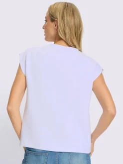 T-shirt à encolure ronde avec mancherons et manches courtes