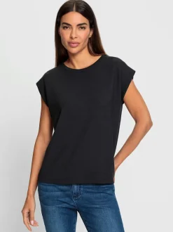 T-shirt à encolure ronde avec mancherons et manches courtes