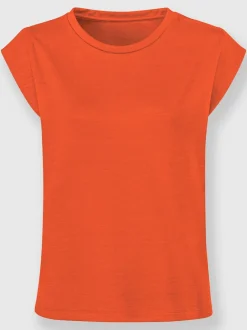 T-shirt à encolure ronde avec mancherons et manches courtes