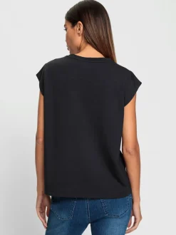T-shirt à encolure ronde avec mancherons et manches courtes