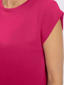 T-shirt à encolure ronde avec mancherons et manches courtes