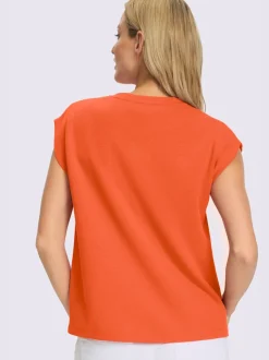 T-shirt à encolure ronde avec mancherons et manches courtes