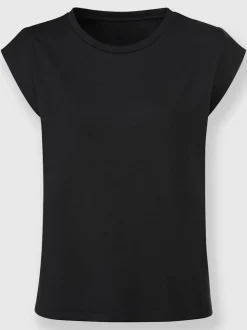 T-shirt à encolure ronde avec mancherons et manches courtes