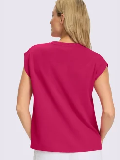 T-shirt à encolure ronde avec mancherons et manches courtes