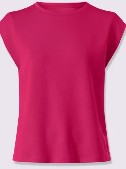 T-shirt à encolure ronde avec mancherons et manches courtes