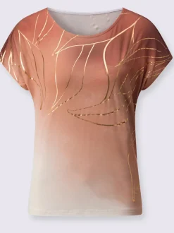 T-shirt à encolure ronde avec motifs graphiques en or