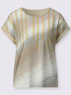 T-shirt à encolure ronde avec motif dégradé à mancherons