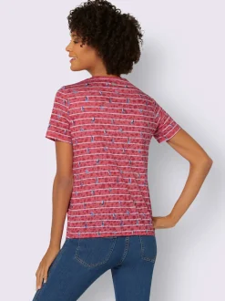 T-shirt à encolure ronde avec motifs marins et rubans à nouer