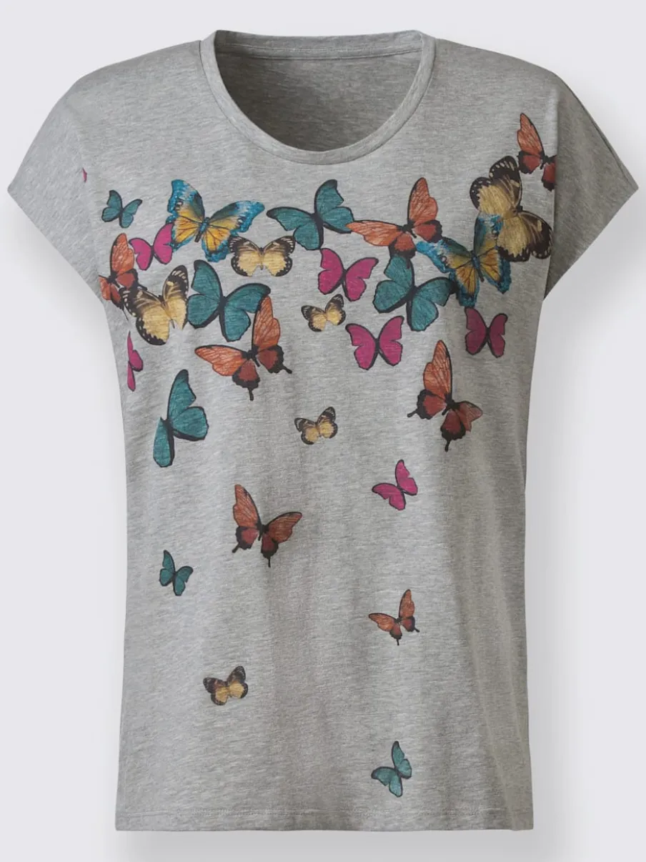 T-shirt à encolure ronde avec motifs de papillons