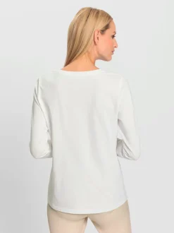 T-shirt à encolure ronde avec motif graphique et manches longues