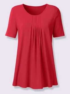 T-shirt à encolure ronde avec plis et coupe flatteuse