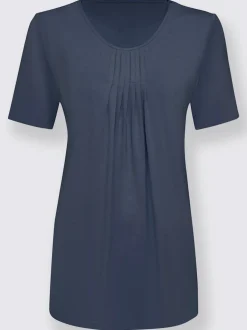 T-shirt à encolure ronde avec plis et coupe flatteuse