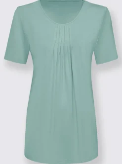 T-shirt à encolure ronde avec plis et coupe flatteuse