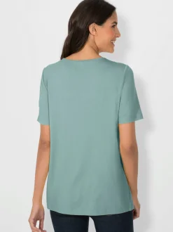 T-shirt à encolure ronde avec plis et coupe flatteuse