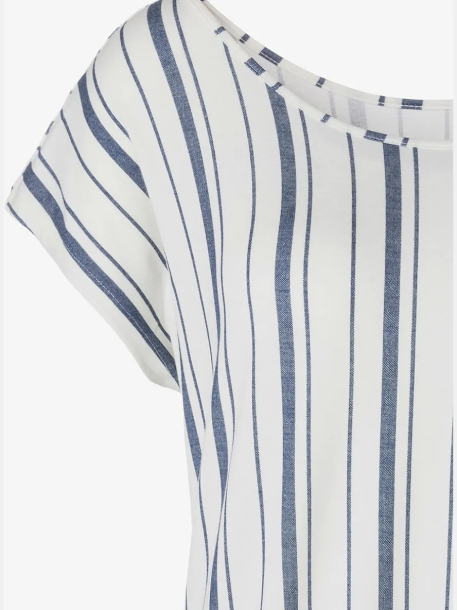 T-shirt à encolure ronde avec rayures verticales et manches courtes