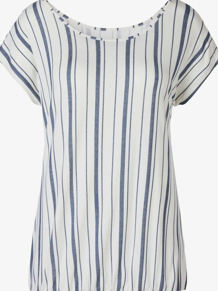 T-shirt à encolure ronde avec rayures verticales et manches courtes