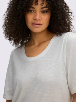 T-shirt à encolure ronde bord ondulé tendance