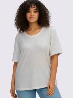 T-shirt à encolure ronde bord ondulé tendance