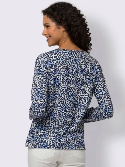 T-shirt à encolure ronde et manches longues avec motif léopard