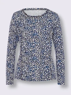 T-shirt à encolure ronde et manches longues avec motif léopard