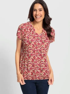 T-shirt à encolure ronde et motif floral léger