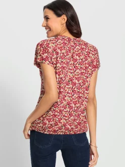 T-shirt à encolure ronde et motif floral léger