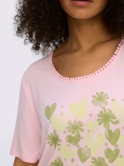 T-shirt à encolure ronde imprimé cœur fantaisie