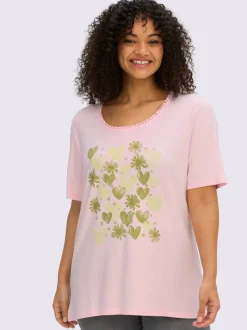 T-shirt à encolure ronde imprimé cœur fantaisie