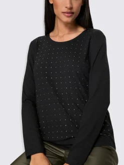 T-shirt à encolure ronde jolies pierres brillantes fantaisie