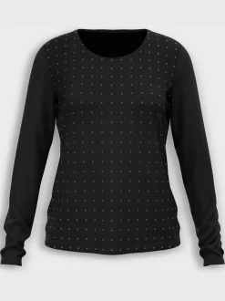 T-shirt à encolure ronde jolies pierres brillantes fantaisie