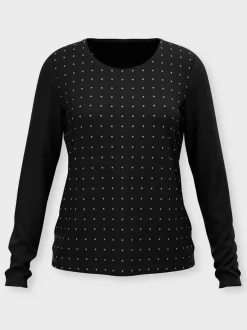 T-shirt à encolure ronde jolies pierres brillantes fantaisie