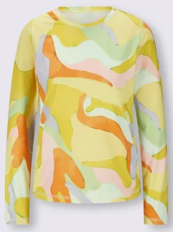 T-shirt à encolure ronde manches longues imprimé multicolore