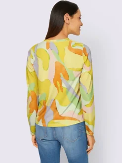 T-shirt à encolure ronde manches longues imprimé multicolore