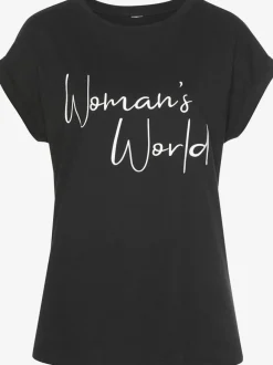 T-shirt encolure ronde à manches courtes avec inscription imprimée en coton doux