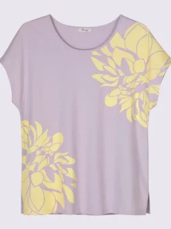 T-shirt à encolure ronde motif floral féminin