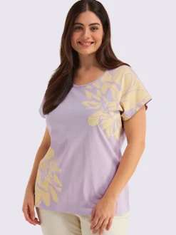 T-shirt à encolure ronde motif floral féminin