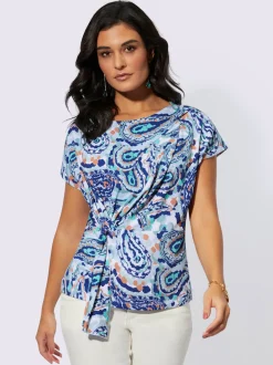 T-shirt à encolure ronde motif paisley et nœud sur le côté