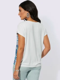 T-shirt à encolure ronde à motifs paisley avec mancherons