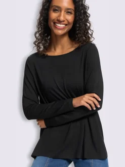 T-shirt à encolure ronde pli creux tendance au dos