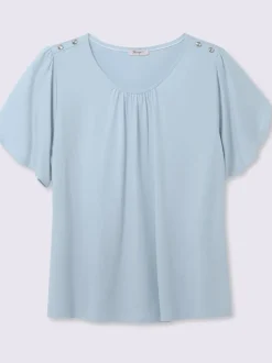 T-shirt à encolure ronde plis décoratifs