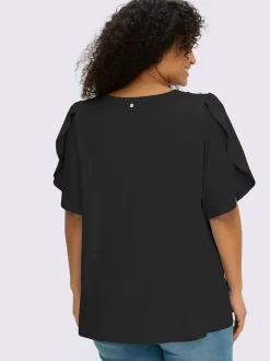 T-shirt à encolure ronde plis décoratifs