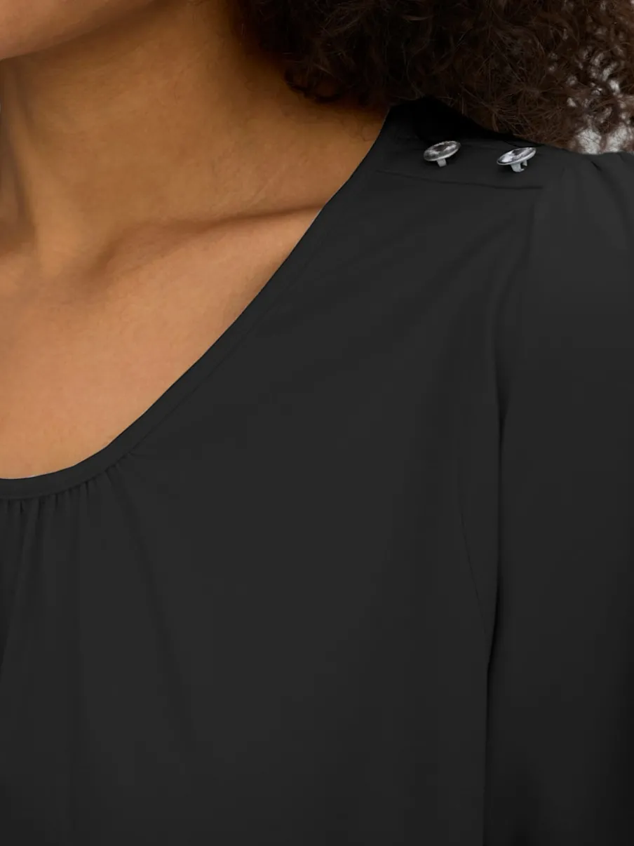 T-shirt à encolure ronde plis décoratifs