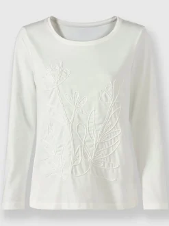 T-shirt à encolure ronde superbe broderie de cordonnet