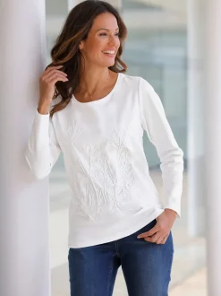 T-shirt à encolure ronde superbe broderie de cordonnet